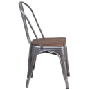 Flash Furniture XU-DG-TP001-WD-GG Stacking Side Chair w/ Vertical Slat Back & Wood Seat - Distressed Metal Frame, Silver thumbnail 6