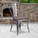 Flash Furniture XU-DG-TP001-WD-GG Stacking Side Chair w/ Vertical Slat Back & Wood Seat - Distressed Metal Frame, Silver thumbnail 9