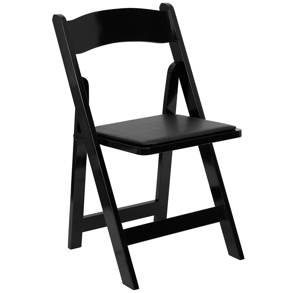 Flash Furniture XF-2902-BK-WOOD-GG Folding Chair w/ Black Vinyl Back & Seat - Beechwood Frame, Black