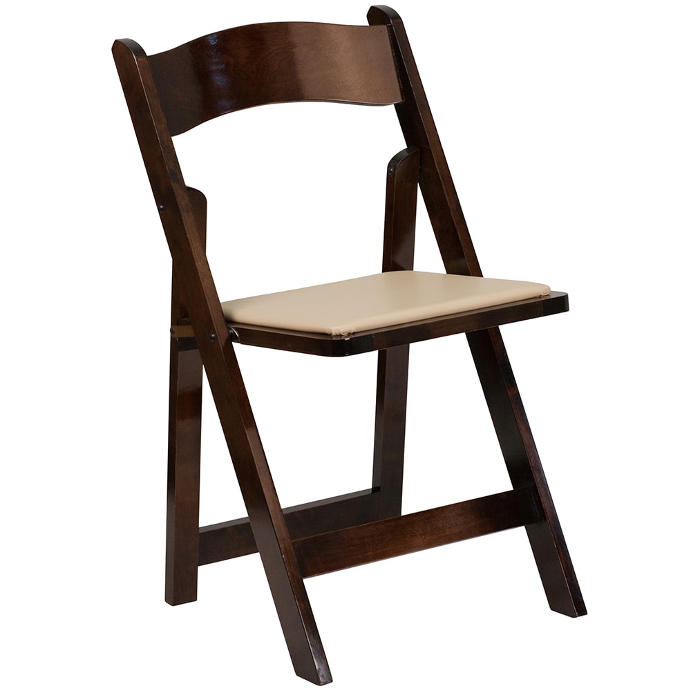 Flash Furniture XF-2903-FRUIT-WOOD-GG Folding Chair w/ Beige Vinyl Back & Seat - Beechwood Frame, Fruitwood Finish