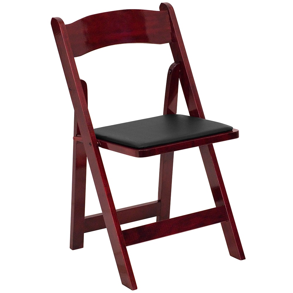 Flash Furniture XF-2903-MAH-WOOD-GG Folding Chair w/ Black Vinyl Back & Seat - Beechwood Frame, Mahogany