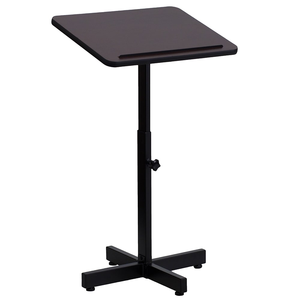 Flash Furniture XU-LECTERN-ADJ-GG Portable Lectern w/ Mahogany Laminate Top & Black Steel Frame - 20"W x 18 1/4"D x 35 1/2" to 48"H