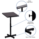 Flash Furniture XU-LECTERN-ADJ-GG Portable Lectern w/ Mahogany Laminate Top & Black Steel Frame - 20"W x 18 1/4"D x 35 1/2" to 48"H thumbnail 3