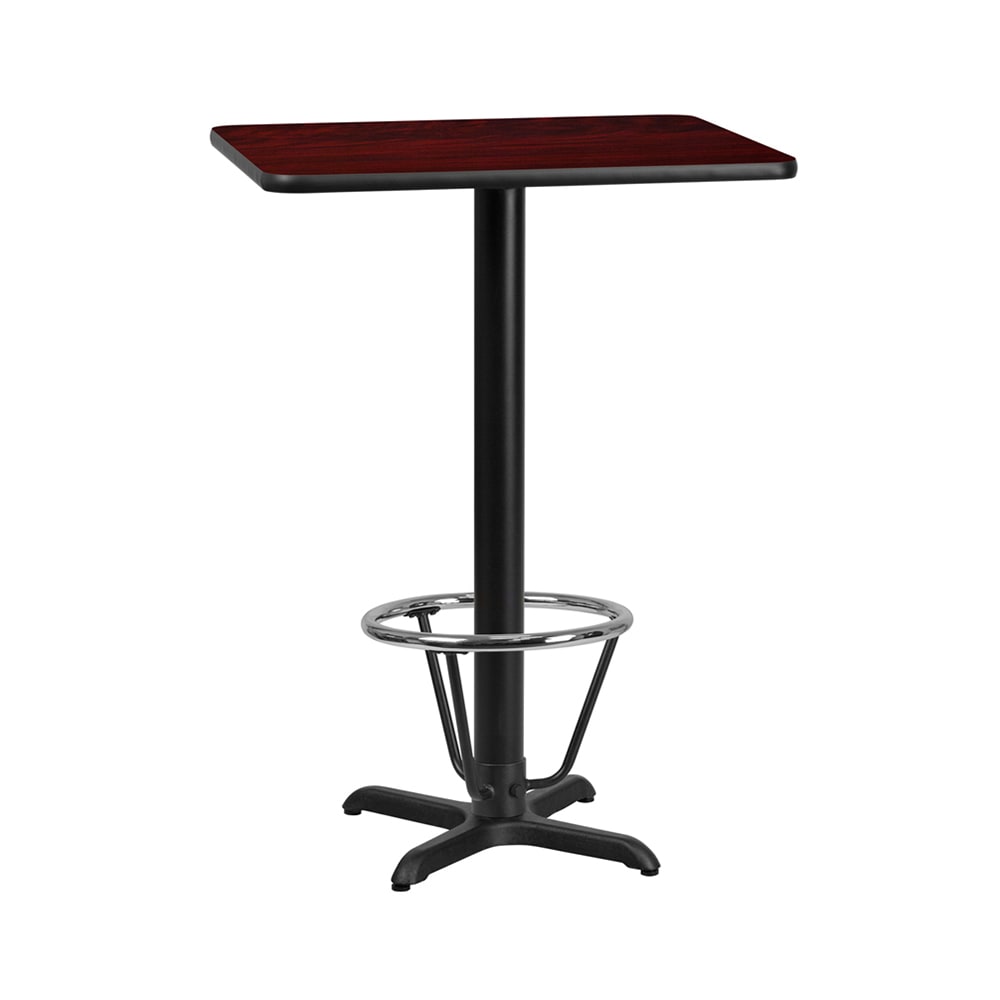 Flash Furniture XU-MAHTB-2430-T2222B-3CFR-GG Rectangular Bar Height Table w/ Mahogany Laminate Top - 30"W x 24"D x 43 1/8"H, Cast Iron Base