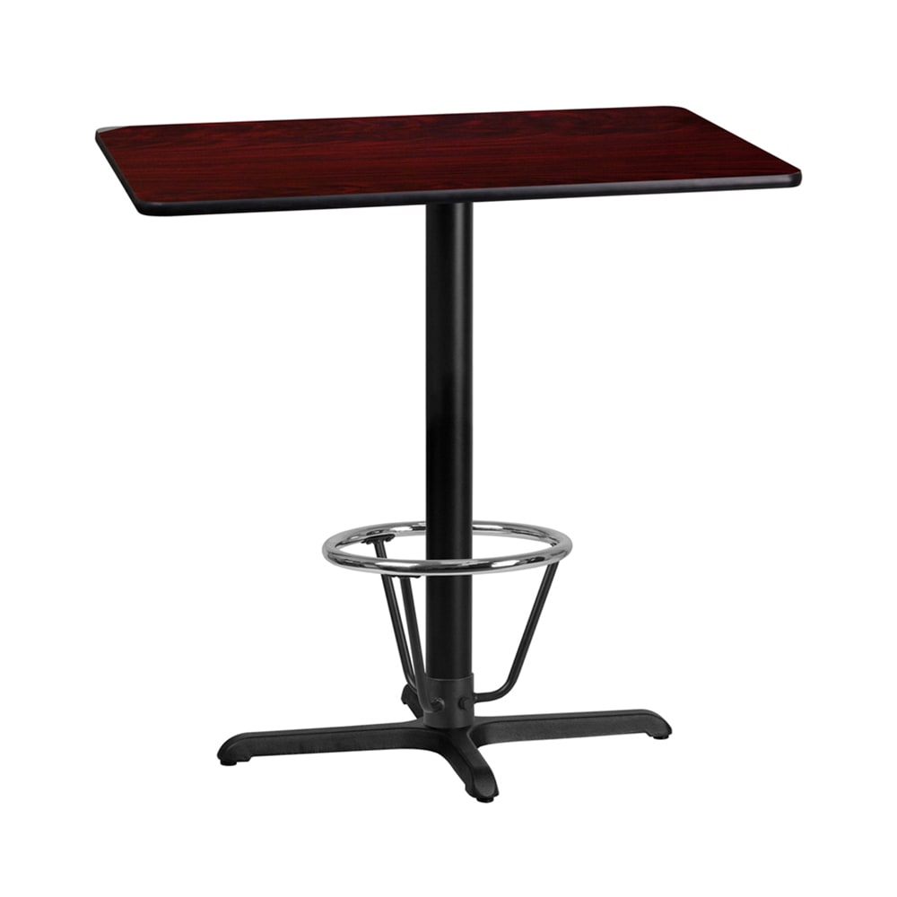 Flash Furniture XU-MAHTB-2442-T2230B-3CFR-GG Rectangular Bar Height Table w/ Mahogany Laminate Top - 42"W x 24"D x 43 1/8"H, Cast Iron Base