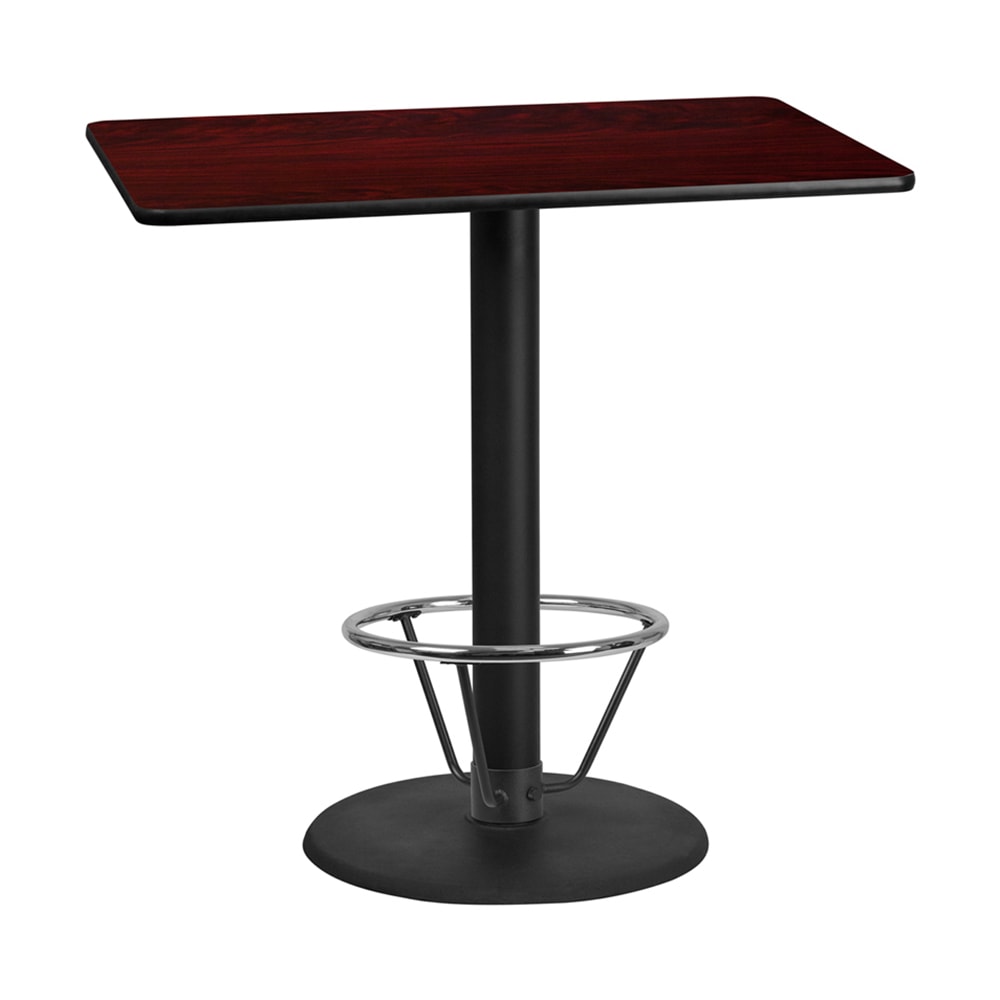 Flash Furniture XU-MAHTB-3048-TR24B-4CFR-GG Rectangular Bar Height Table w/ Mahogany Laminate Top - 48"W x 30"D x 43 1/8"H, Cast Iron Base