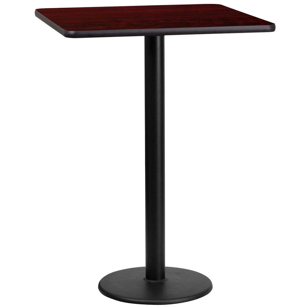 Flash Furniture XU-MAHTB-2424-TR18B-GG 24" Square Bar Height Table - Mahogany Laminate Top, Cast Iron Base