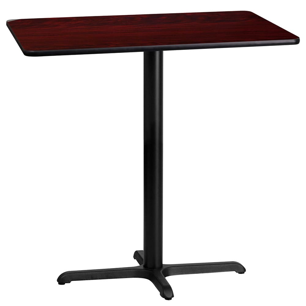Flash Furniture XU-MAHTB-2442-T2230B-GG Rectangular Bar Height Table w/ Mahogany Laminate Top - 42"W x 24"D x 43 1/8"H, Cast Iron Base