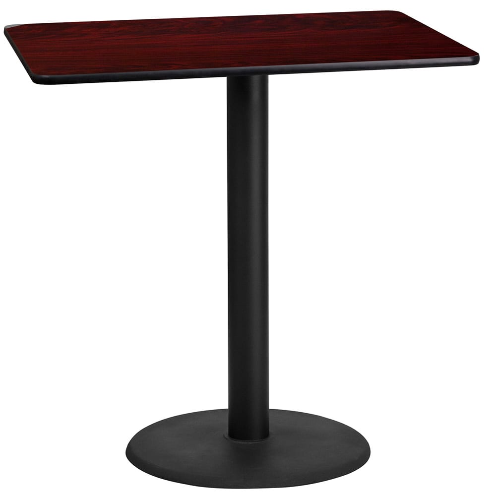 Flash Furniture XU-MAHTB-2442-TR24B-GG Rectangular Bar Height Table w/ Mahogany Laminate Top - 42"W x 24"D x 43 1/8"H, Cast Iron Base