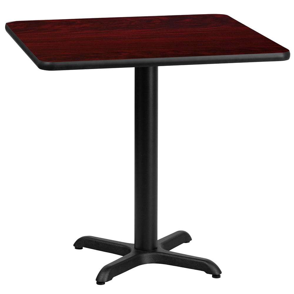 Flash Furniture XU-MAHTB-3030-T2222-GG 30" Square Dining Height Table w/ Mahogany Laminate Top - Cast Iron Base