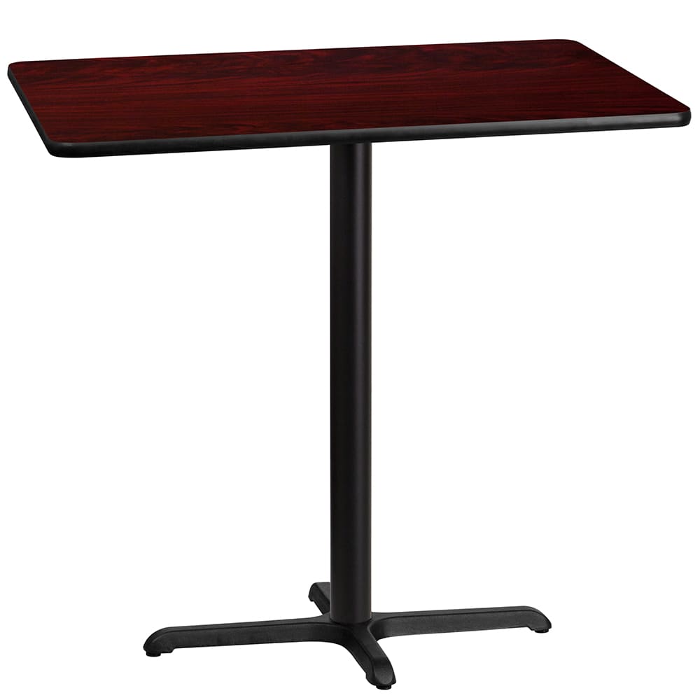 Flash Furniture XU-MAHTB-3042-T2230B-GG Rectangular Bar Height Table w/ Mahogany Laminate Top - 42"W x 30"D x 43 1/8"H, Cast Iron Base