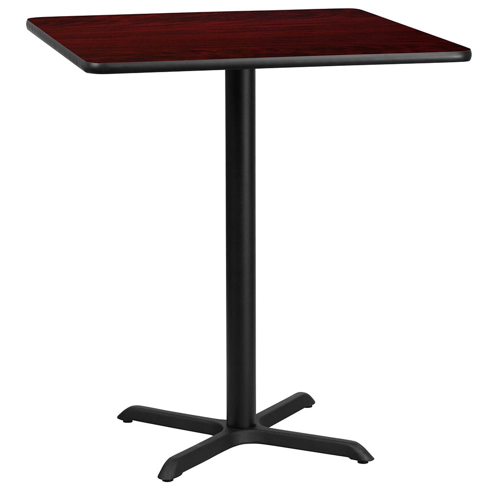 Flash Furniture XU-MAHTB-3636-T3030B-GG 36" Square Bar Height Table - Mahogany Laminate Top, Cast Iron Base