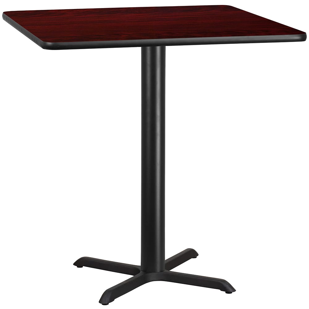 Flash Furniture XU-MAHTB-4242-T3333B-GG 42" Square Bar Height Table - Mahogany Laminate Top, Cast Iron Base