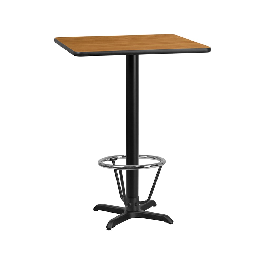 Flash Furniture XU-NATTB-2424-T2222B-3CFR-GG 24" Square Bar Height Table - Natural Laminate Top, Cast Iron Base