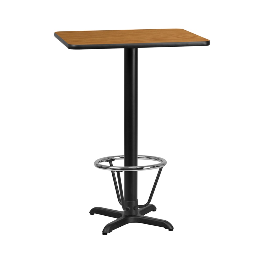 Flash Furniture XU-NATTB-2430-T2222B-3CFR-GG Rectangular Bar Height Table w/ Natural Laminate Top - 30"W x 24"D x 43 1/8"H, Cast Iron Base