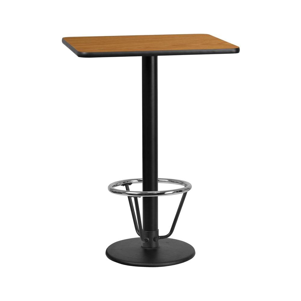 Flash Furniture XU-NATTB-2430-TR18B-3CFR-GG Rectangular Bar Height Table w/ Natural Laminate Top - 30"W x 24"D x 43 1/8"H, Cast Iron Base