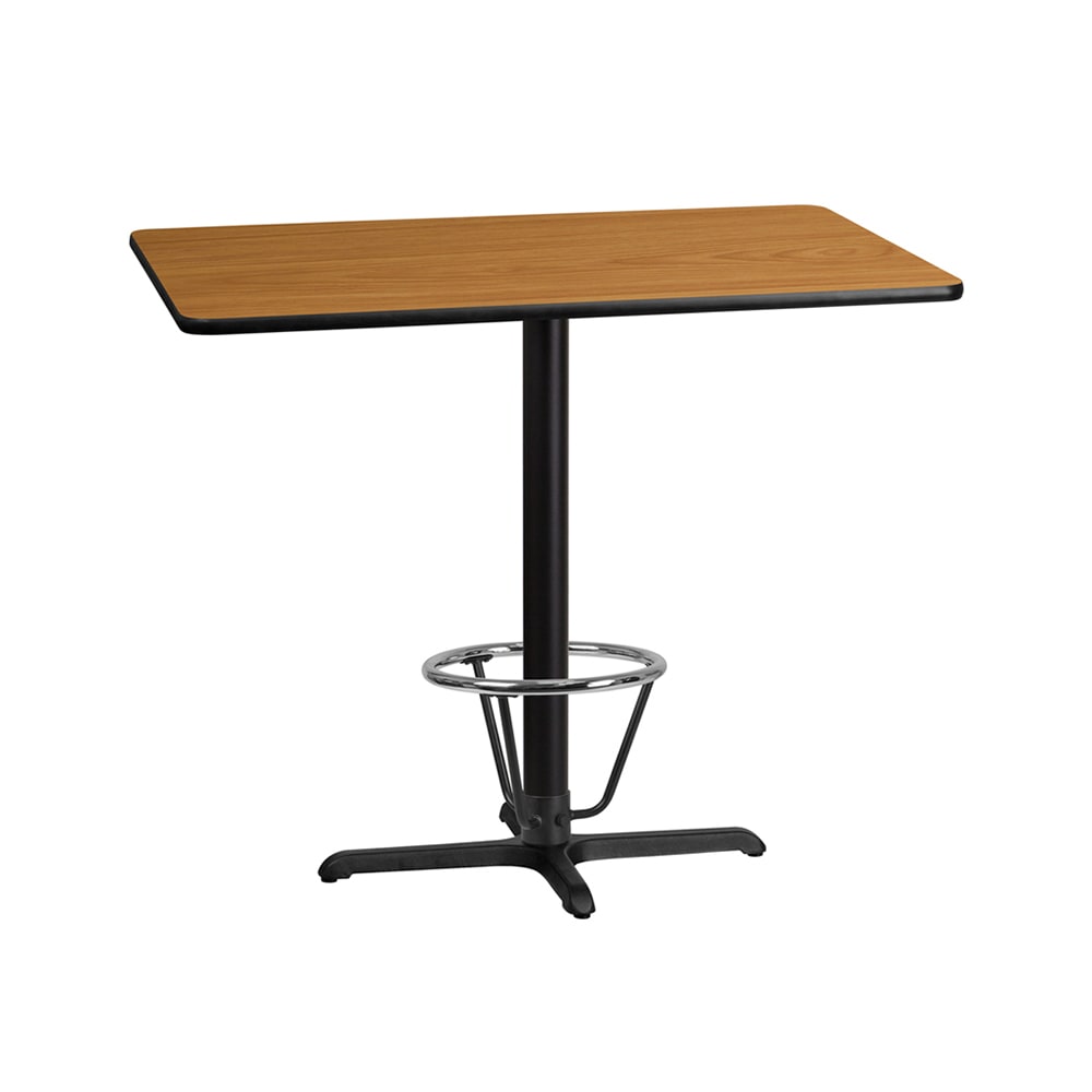 Flash Furniture XU-NATTB-3048-T2230B-3CFR-GG Rectangular Bar Height Table w/ Natural Laminate Top - 48"W x 30"D x 43 1/8"H, Cast Iron Base