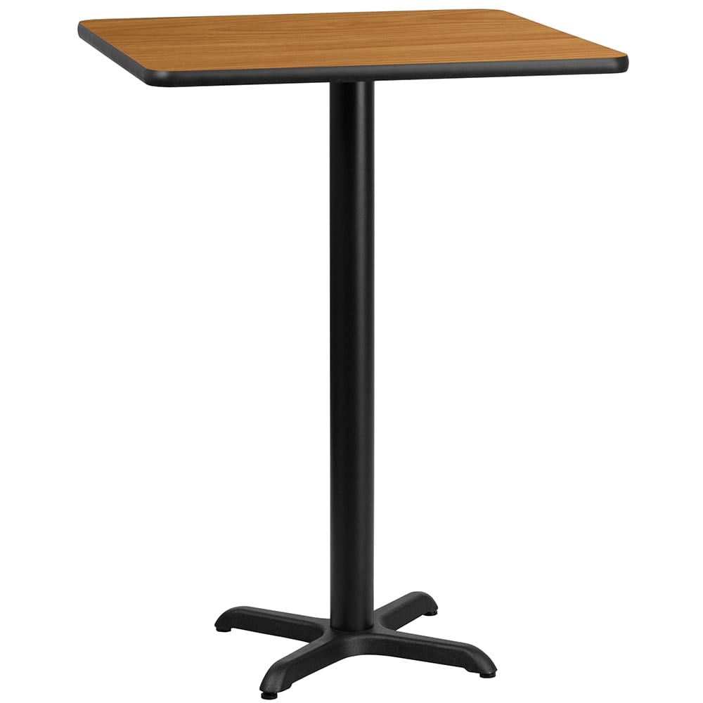 Flash Furniture XU-NATTB-3030-T2222B-GG 30" Square Bar Height Table - Natural Laminate Top, Cast Iron Base