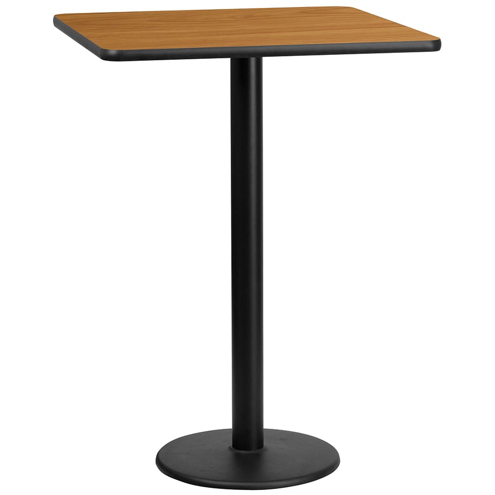 Flash Furniture XU-NATTB-3030-TR18B-GG 30" Square Bar Height Table - Natural Laminate Top, Cast Iron Base
