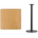 Flash Furniture XU-NATTB-3030-TR18B-GG 30" Square Bar Height Table - Natural Laminate Top, Cast Iron Base thumbnail 2