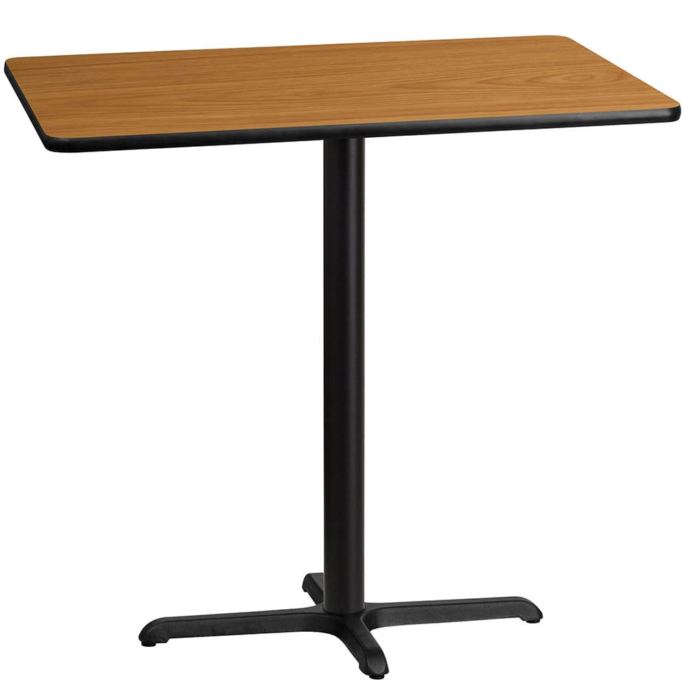 Flash Furniture XU-NATTB-3042-T2230B-GG Rectangular Bar Height Table w/ Natural Laminate Top - 42"W x 30"D x 43 1/8"H, Cast Iron Base