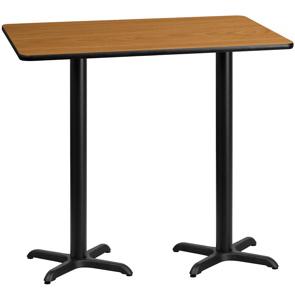 Flash Furniture XU-NATTB-3060-T2222B-GG Rectangular Bar Height Table w/ Natural Laminate Top - 60"W x 30"D x 43 1/8"H, Cast Iron Base
