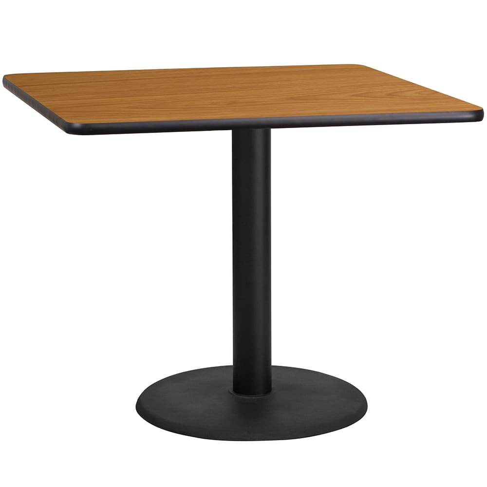Flash Furniture XU-NATTB-3636-TR24-GG 36" Square Dining Height Table w/ Natural Laminate Top - Cast Iron Base