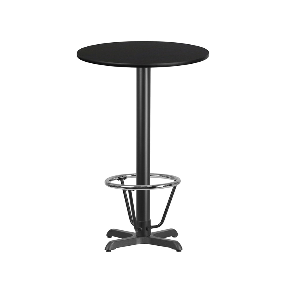 Flash Furniture XU-RD-24-BLKTB-T2222B-3CFR-GG 24" Round Bar Height Table - Black Laminate Top, Cast Iron Base