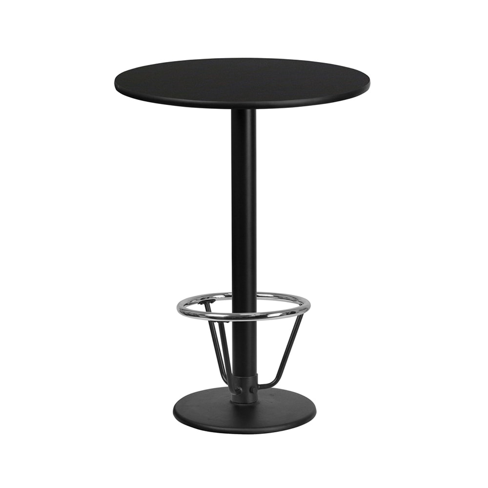 Flash Furniture XU-RD-24-BLKTB-TR18B-3CFR-GG 24" Round Bar Height Table - Black Laminate Top, Cast Iron Base