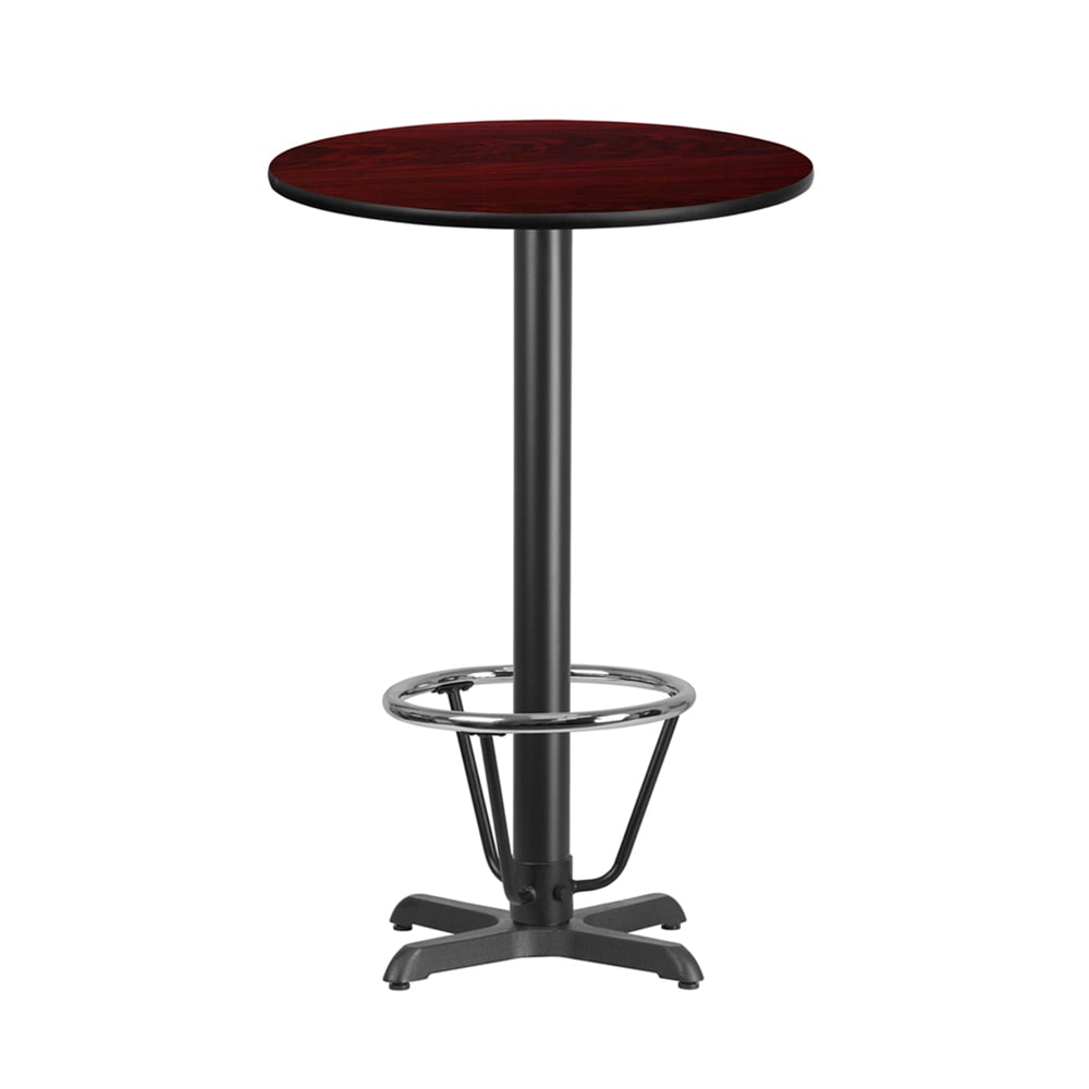 Flash Furniture XU-RD-24-MAHTB-T2222B-3CFR-GG 24" Round Bar Height Table - Mahogany Laminate Top, Cast Iron Base