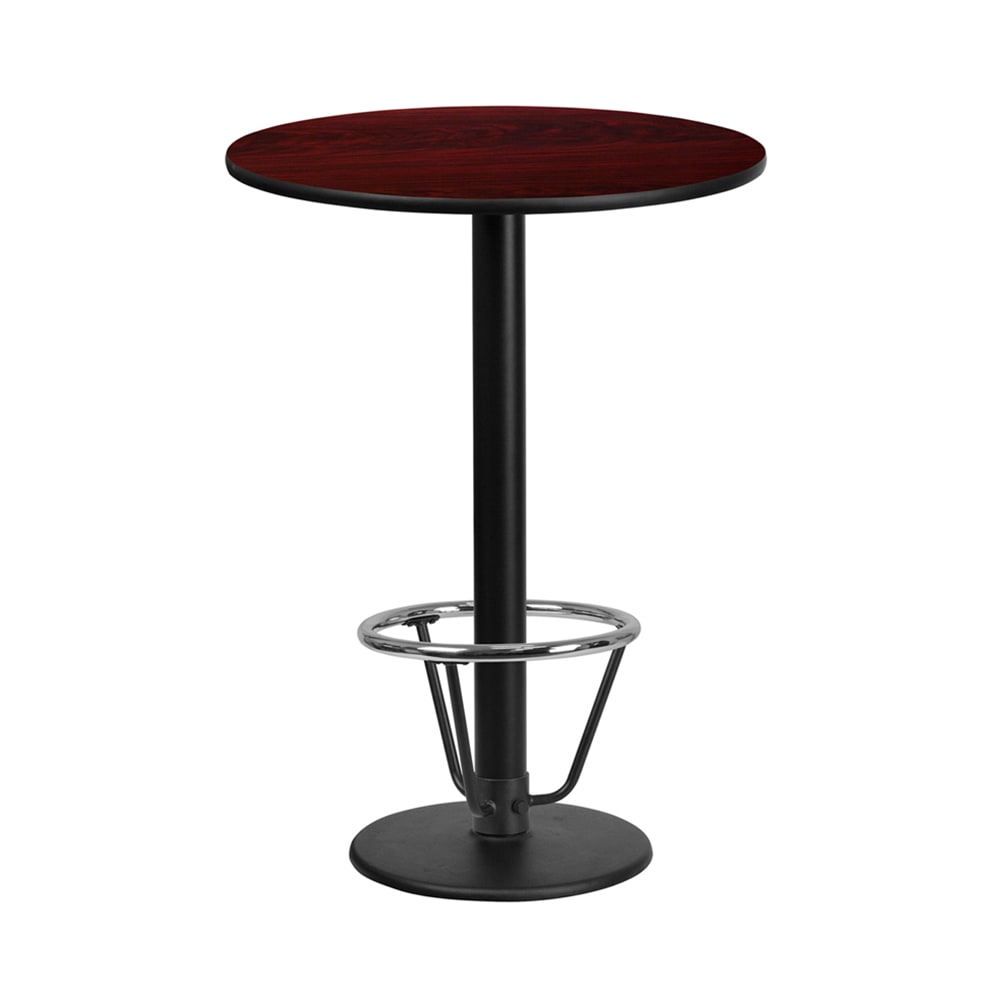 Flash Furniture XU-RD-24-MAHTB-TR18B-3CFR-GG 24" Round Bar Height Table - Mahogany Laminate Top, Cast Iron Base