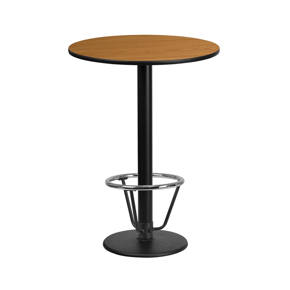 Flash Furniture XU-RD-24-NATTB-TR18B-3CFR-GG 24" Round Bar Height Table - Natural Laminate Top, Cast Iron Base
