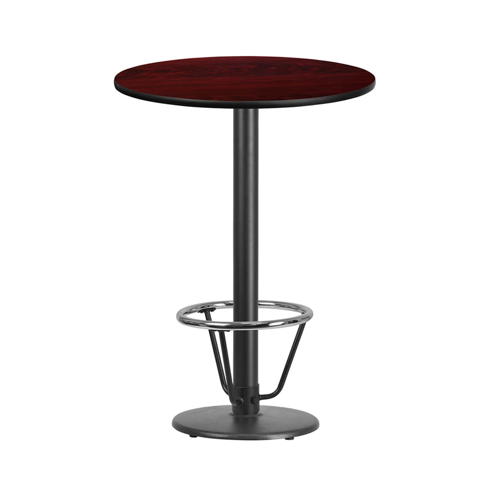 Flash Furniture XU-RD-30-MAHTB-TR18B-3CFR-GG 30" Round Bar Height Table - Mahogany Laminate Top, Cast Iron Base