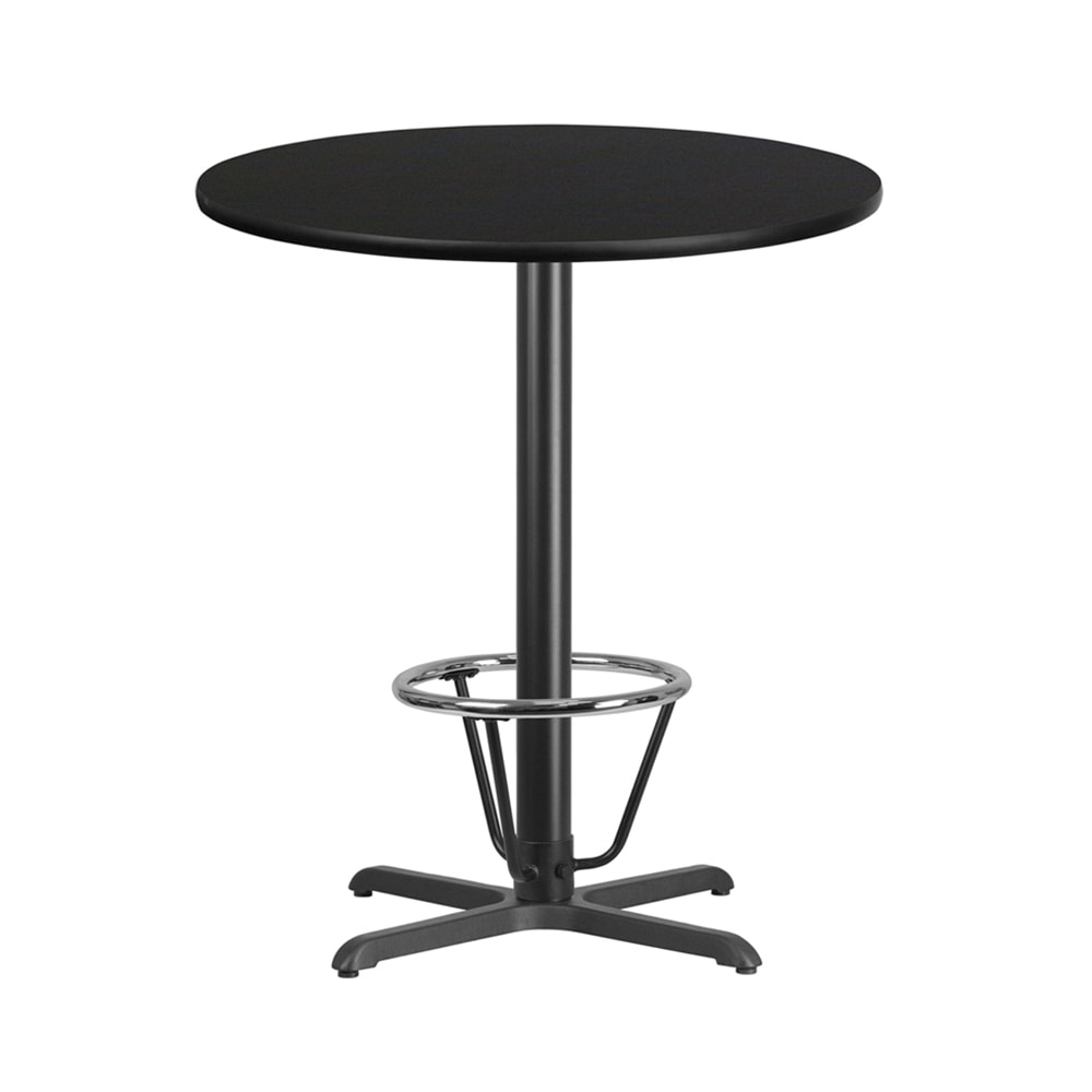 Flash Furniture XU-RD-36-BLKTB-T3030B-3CFR-GG 36" Round Bar Height Table - Black Laminate Top, Cast Iron Base