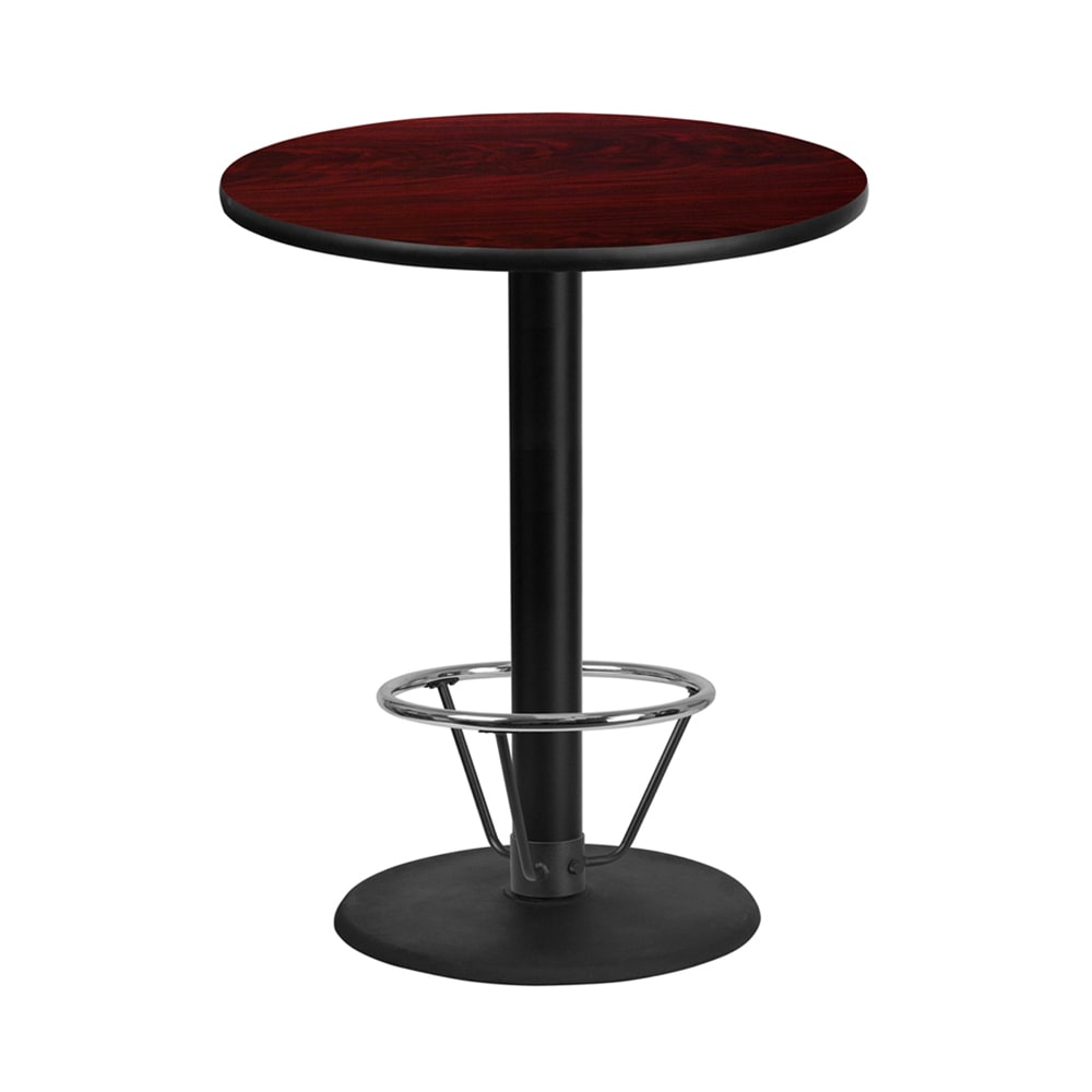 Flash Furniture XU-RD-36-MAHTB-TR24B-4CFR-GG 36" Round Bar Height Table - Mahogany Laminate Top, Cast Iron Base