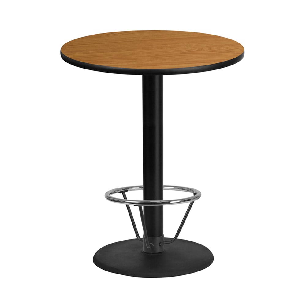 Flash Furniture XU-RD-36-NATTB-TR24B-4CFR-GG 36" Round Bar Height Table - Natural Laminate Top, Cast Iron Base