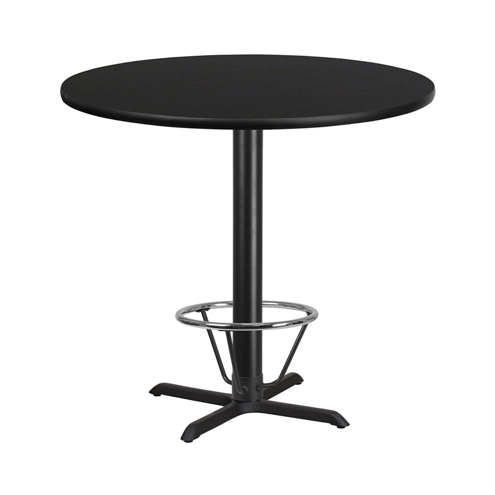 Flash Furniture XU-RD-42-BLKTB-T3333B-4CFR-GG 42" Round Bar Height Table - Black Laminate Top, Cast Iron Base