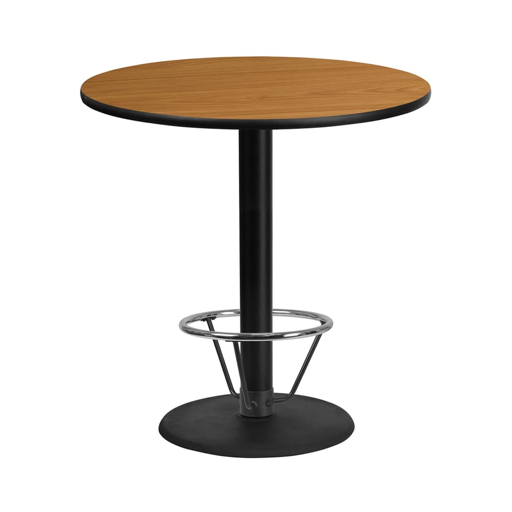 Flash Furniture XU-RD-42-NATTB-TR24B-4CFR-GG 42" Round Bar Height Table - Natural Laminate Top, Cast Iron Base