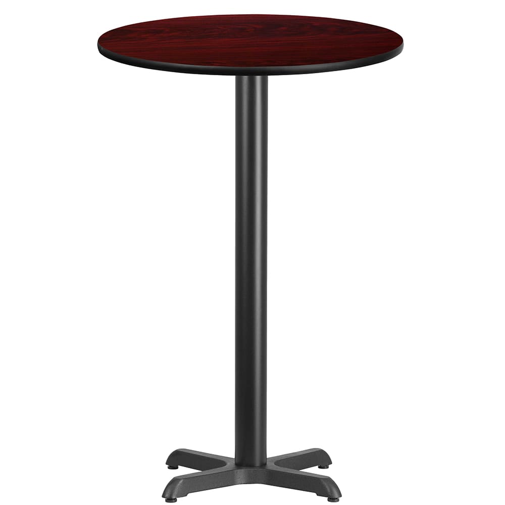 Flash Furniture XU-RD-24-MAHTB-T2222B-GG 24" Round Bar Height Table - Mahogany Laminate Top, Cast Iron Base
