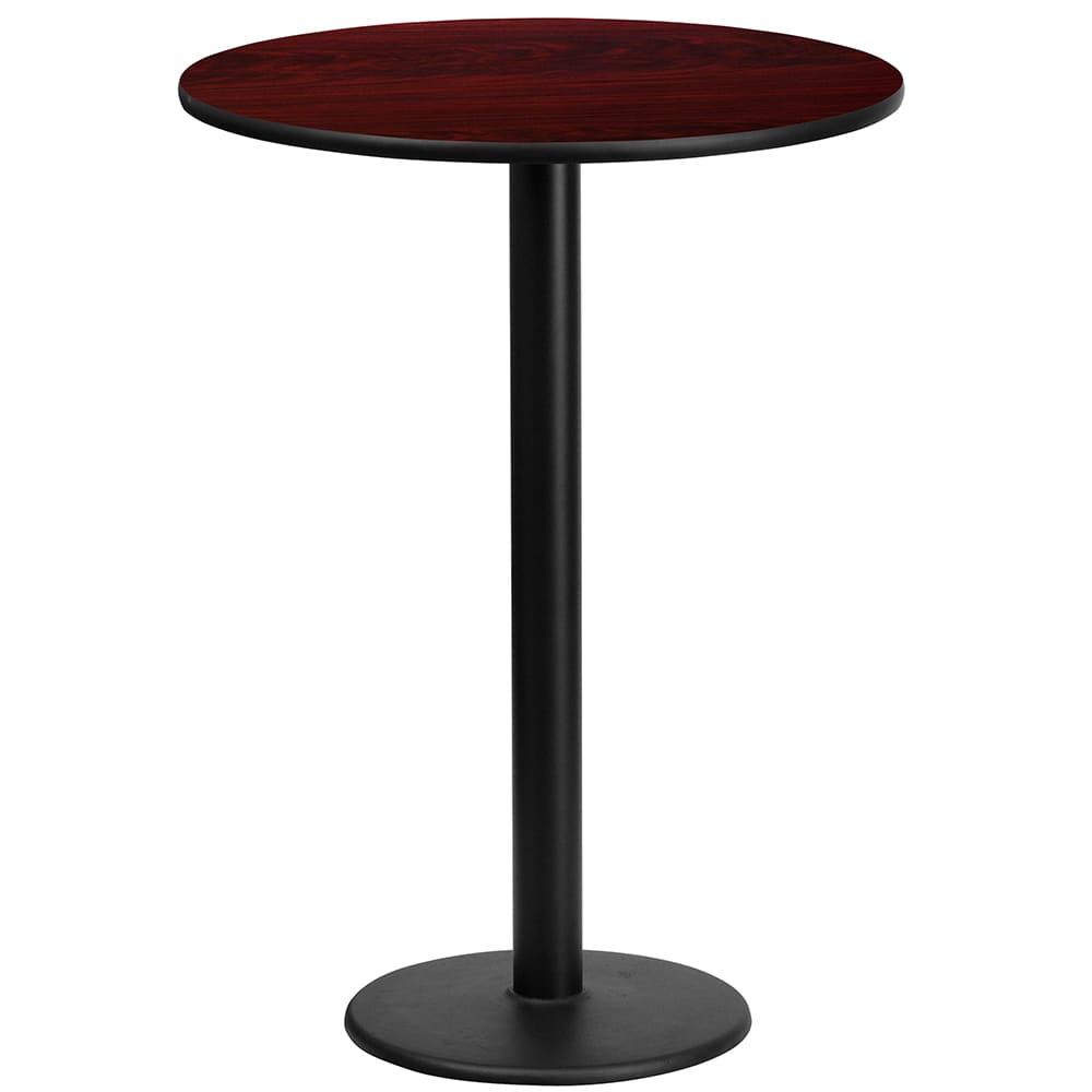 Flash Furniture XU-RD-24-MAHTB-TR18B-GG 24" Round Bar Height Table - Mahogany Laminate Top, Cast Iron Base