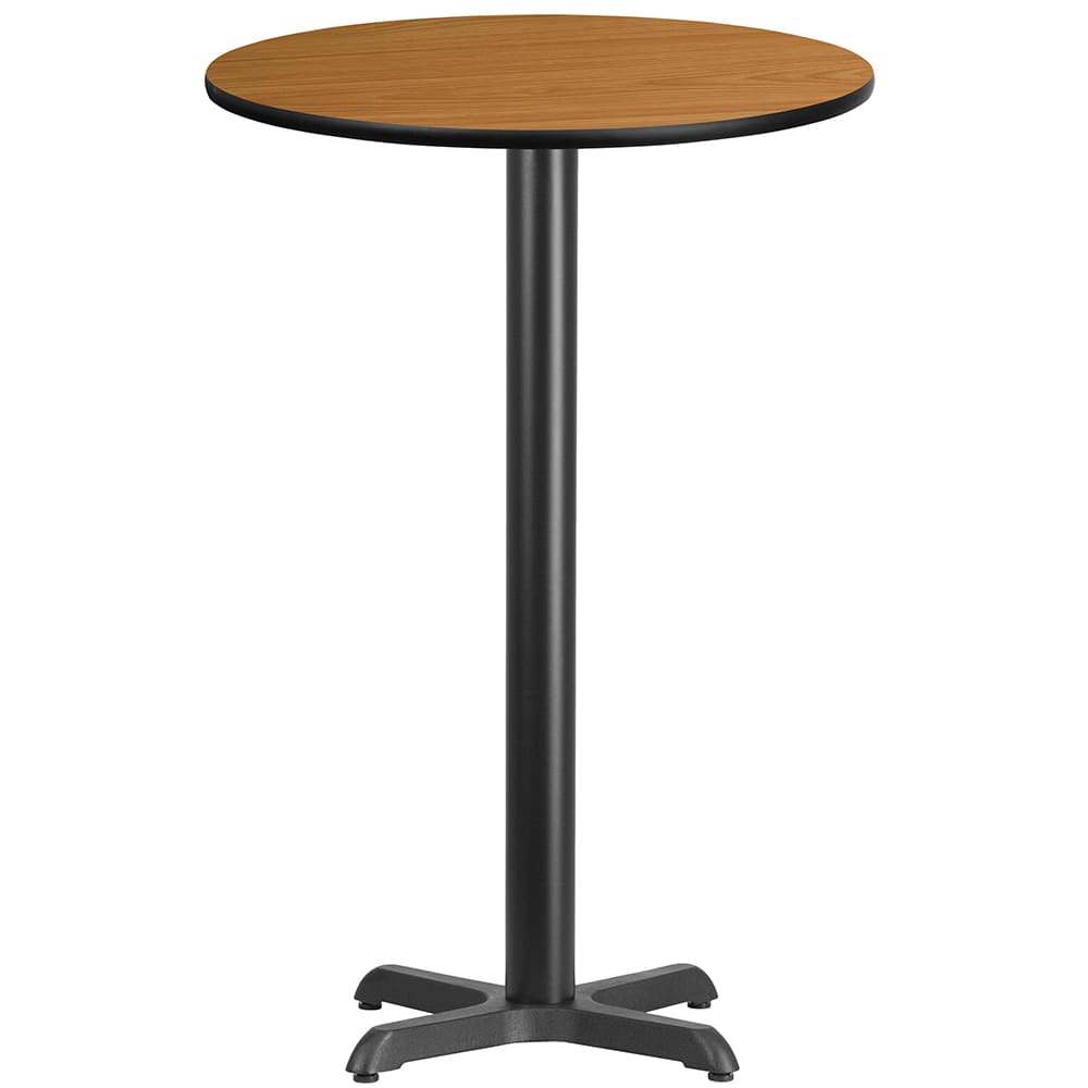 Flash Furniture XU-RD-24-NATTB-T2222B-GG 24" Round Bar Height Table - Natural Laminate Top, Cast Iron Base
