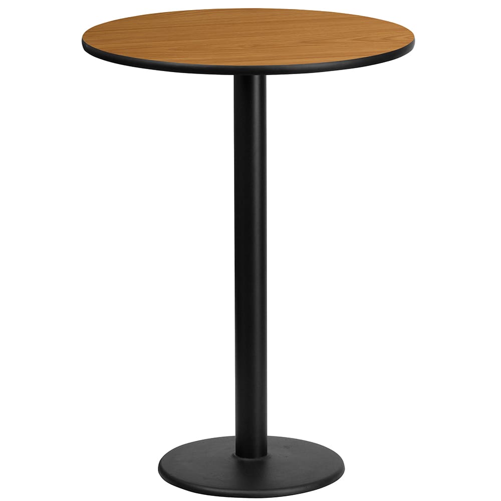 Flash Furniture XU-RD-24-NATTB-TR18B-GG 24" Round Bar Height Table - Natural Laminate Top, Cast Iron Base