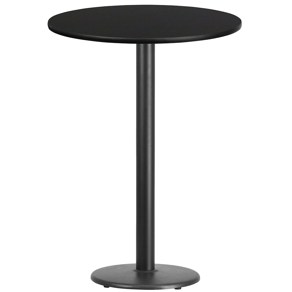 Flash Furniture XU-RD-30-BLKTB-TR18B-GG 30" Round Bar Height Table - Black Laminate Top, Cast Iron Base
