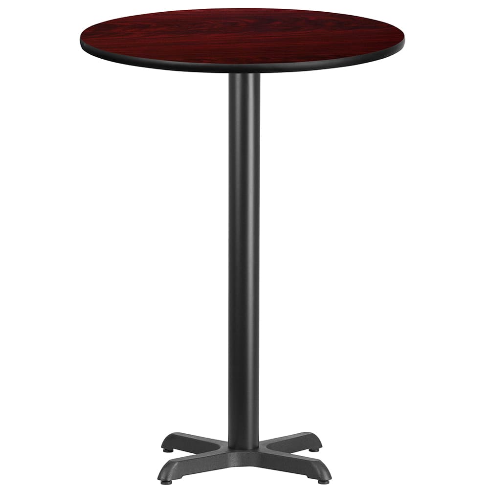 Flash Furniture XU-RD-30-MAHTB-T2222B-GG 30" Round Bar Height Table - Mahogany Laminate Top, Cast Iron Base