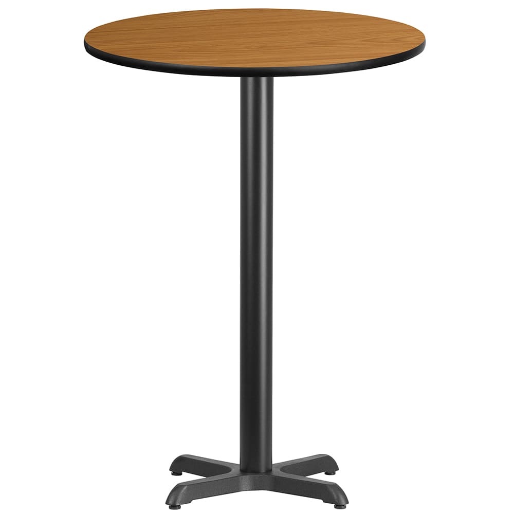 Flash Furniture XU-RD-30-NATTB-T2222B-GG 30" Round Bar Height Table - Natural Laminate Top, Cast Iron Base