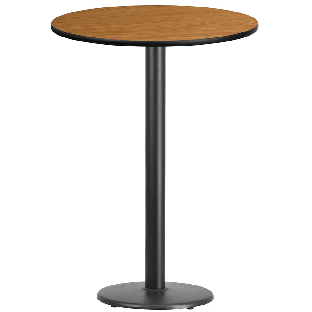Flash Furniture XU-RD-30-NATTB-TR18B-GG 30" Round Bar Height Table - Natural Laminate Top, Cast Iron Base