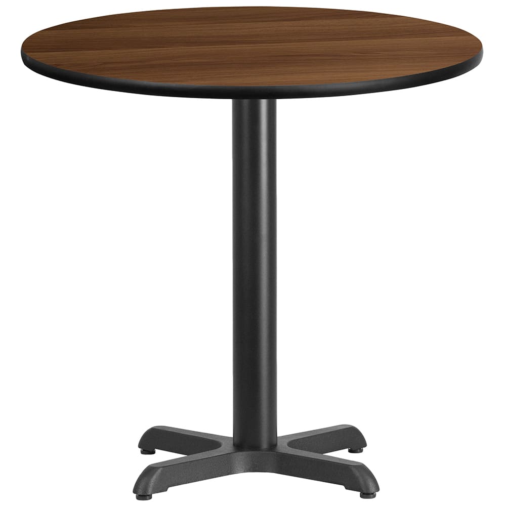 Flash Furniture XU-RD-30-WALTB-T2222-GG 30" Round Dining Height Table w/ Walnut Laminate Top - Cast Iron Base