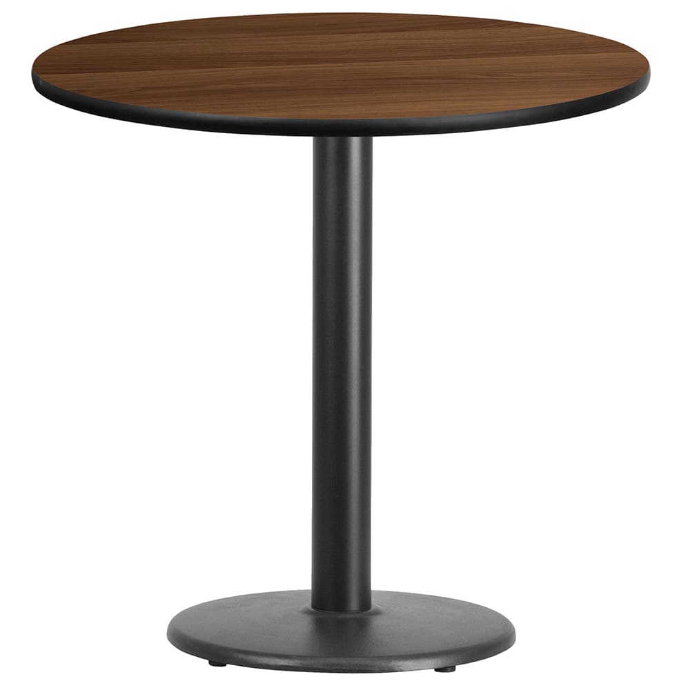 Flash Furniture XU-RD-30-WALTB-TR18-GG 30" Round Dining Height Table w/ Walnut Laminate Top - Cast Iron Base