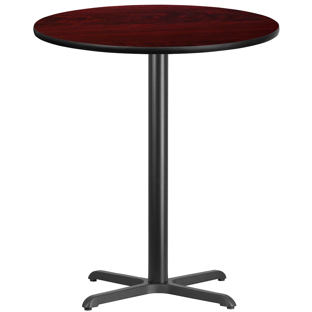 Flash Furniture XU-RD-36-MAHTB-T3030B-GG 36" Round Bar Height Table - Mahogany Laminate Top, Cast Iron Base