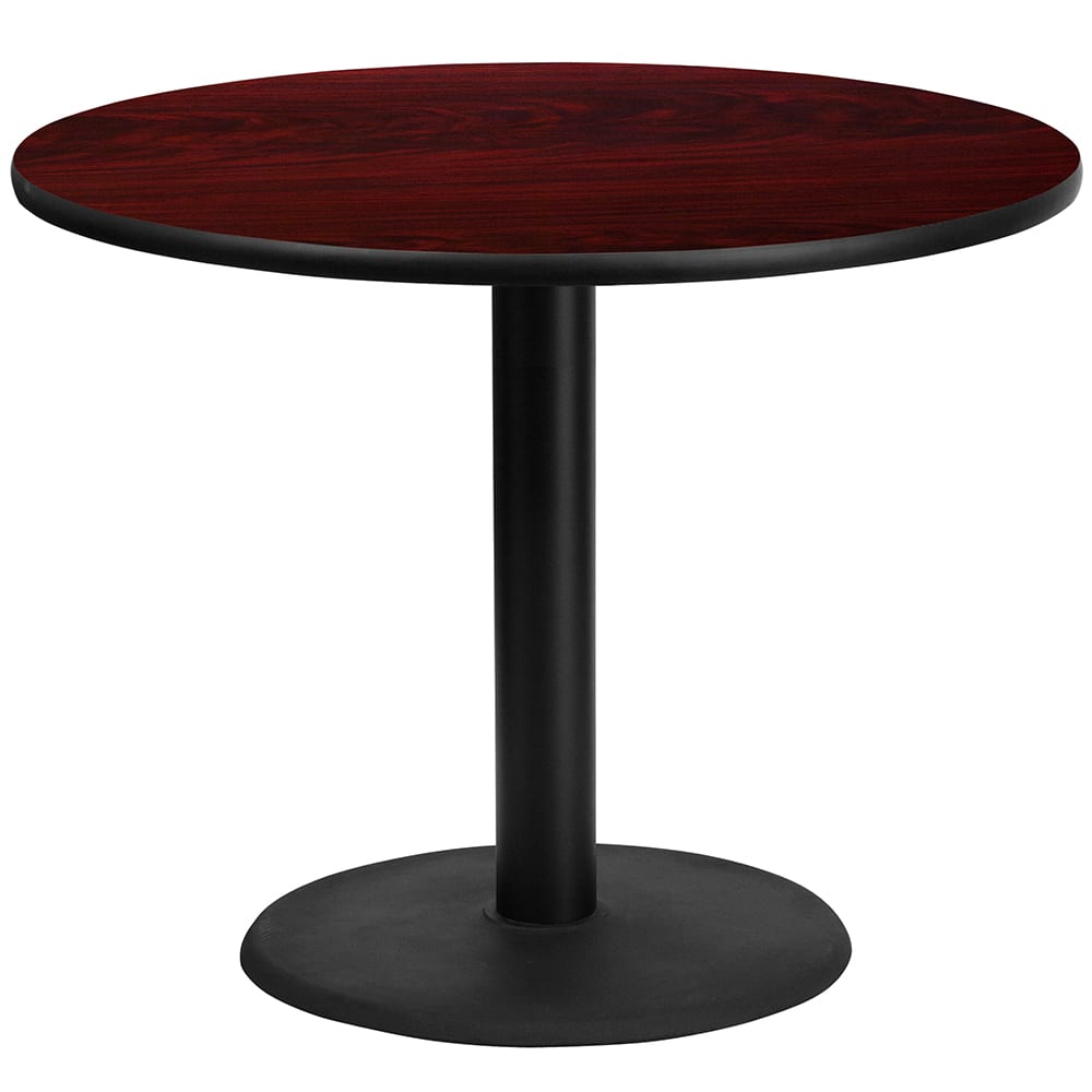 Flash Furniture XU-RD-36-MAHTB-TR24-GG 36" Round Dining Height Table w/ Mahogany Laminate Top - Cast Iron Base